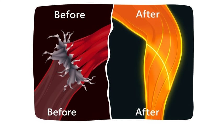 肌肉纖維修復前後的對比視覺化